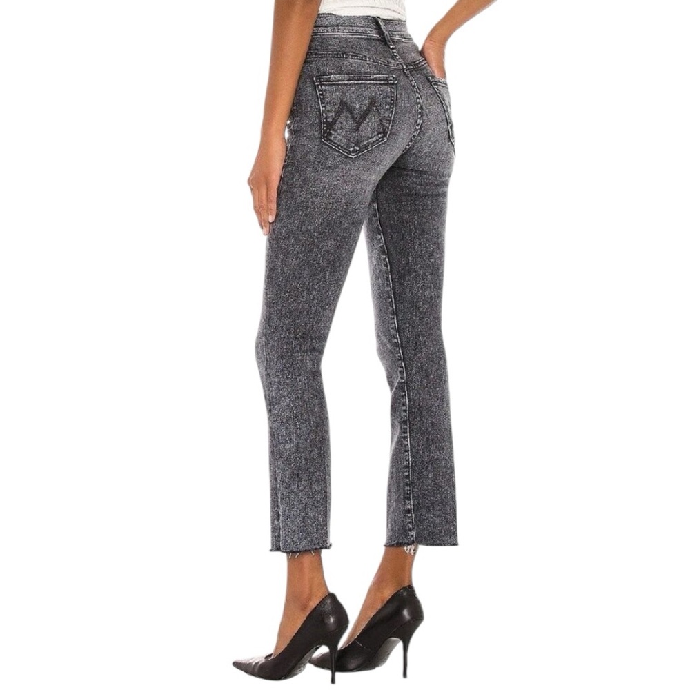 MOTHER Size 29 High Waisted Rascal Ankle Snippet Jeans Black Mineral Washed S21